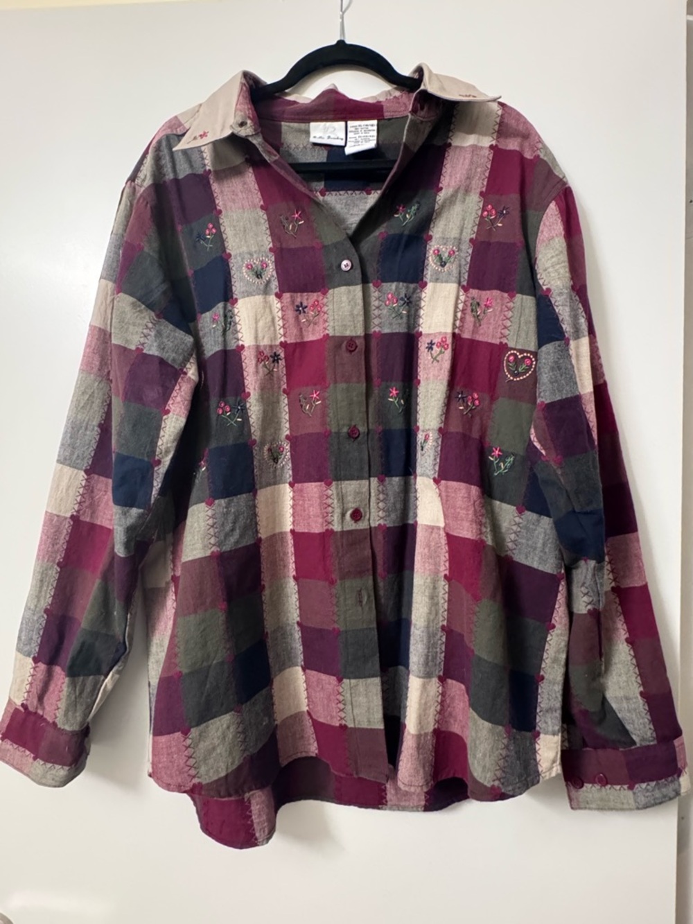 Bobbie Brooks Burgundy Plaid Button-Up Shirt